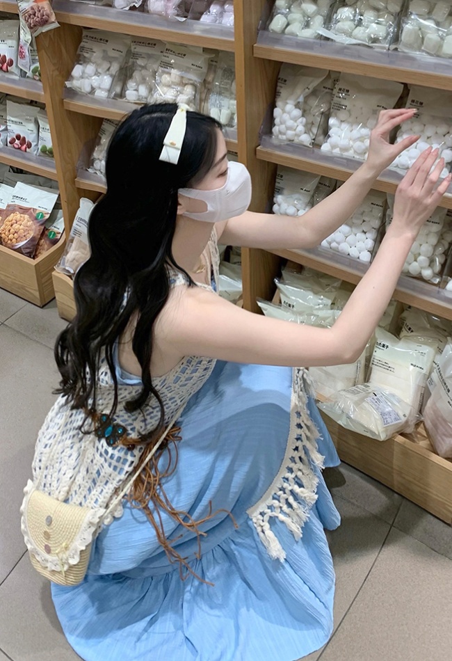 Beautiful sweet retro dress vacation sling long dress