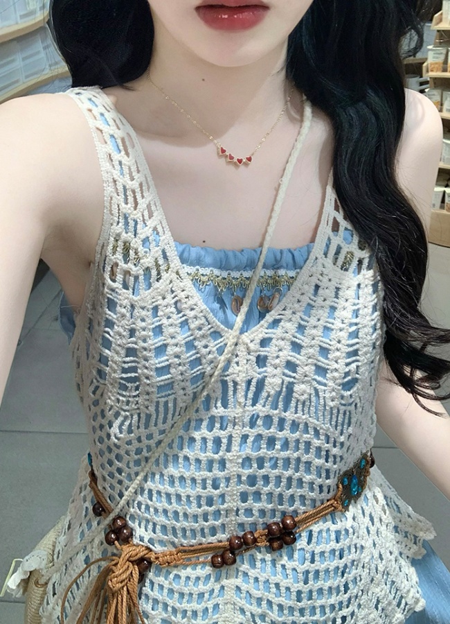 Beautiful sweet retro dress vacation sling long dress