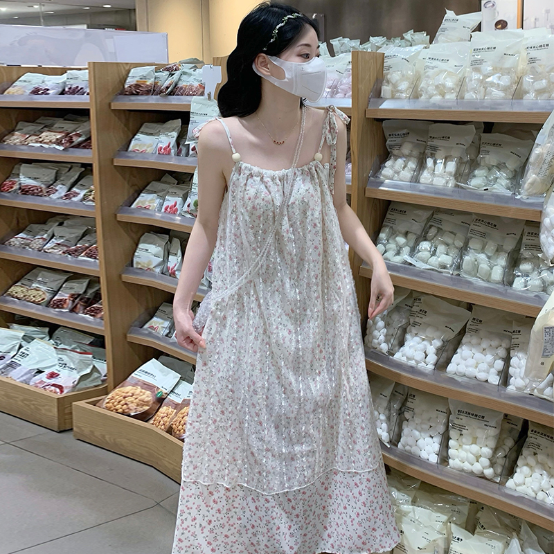 Slim sling summer floral vacation sweet dress