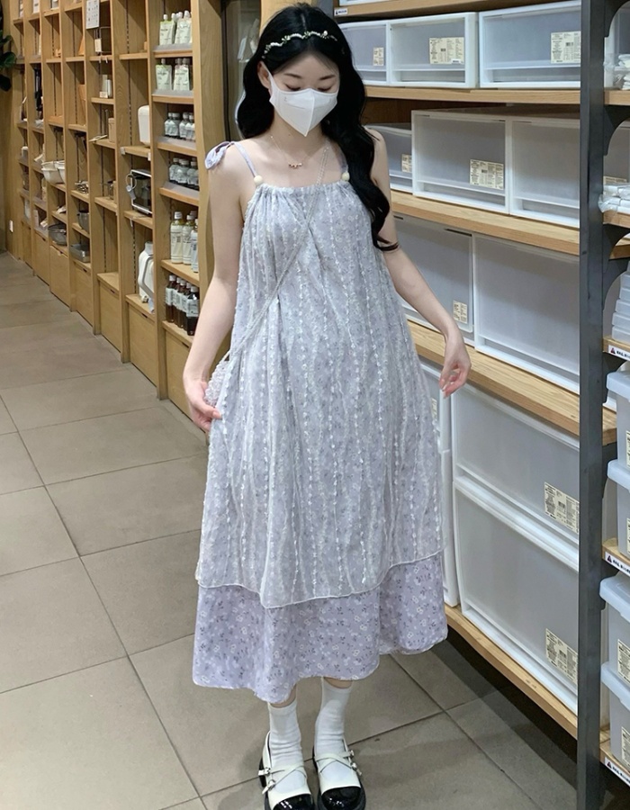 Slim sling summer floral vacation sweet dress