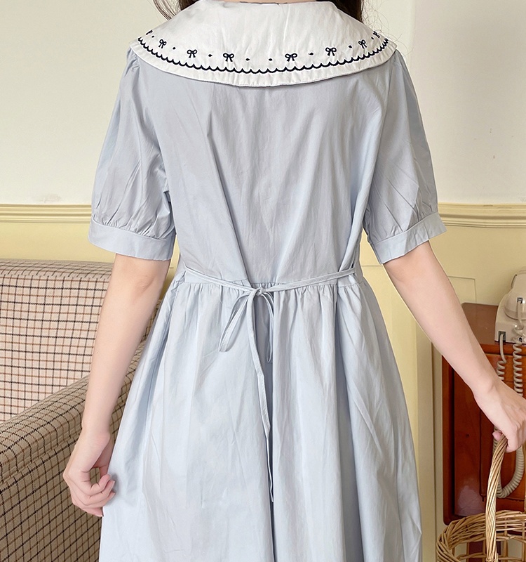 College style short sleeve frenum refreshing dress
