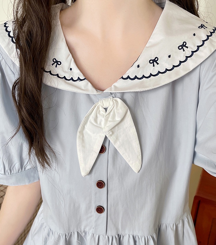 College style short sleeve frenum refreshing dress