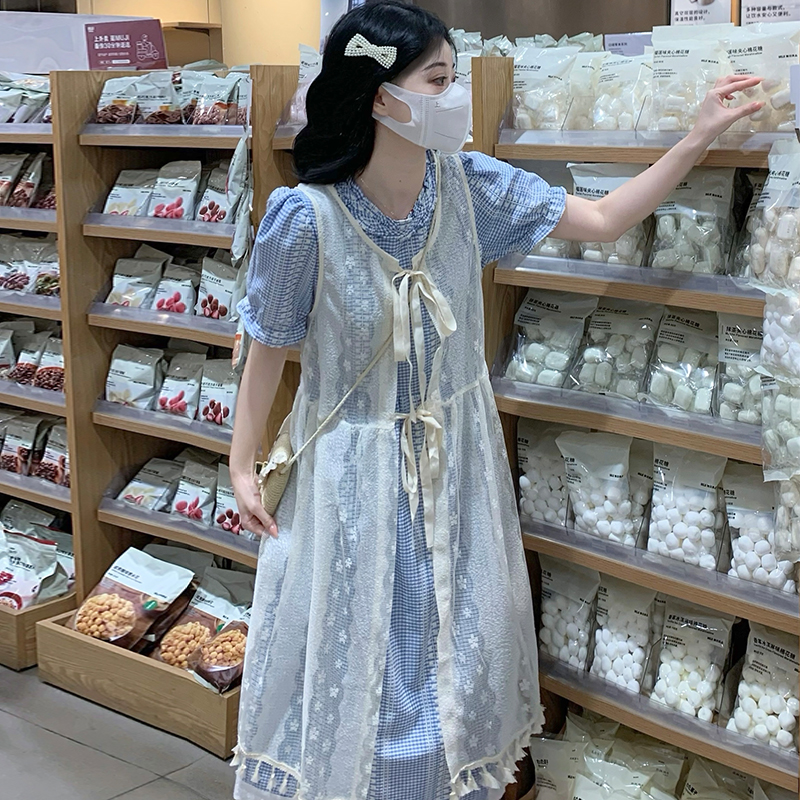 France style lace dress fake vacation sweet shirt