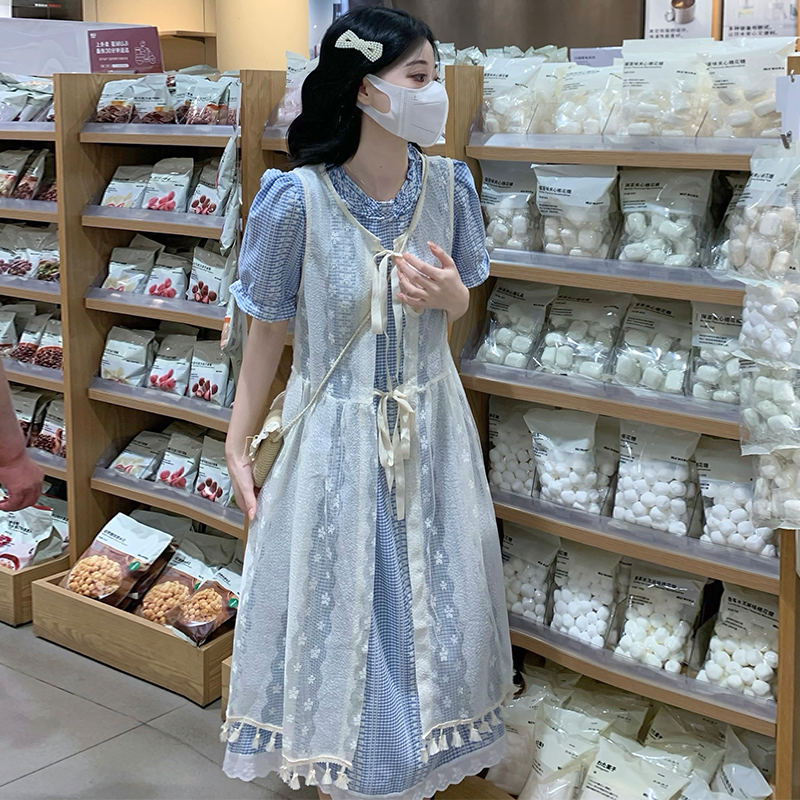 France style lace dress fake vacation sweet shirt