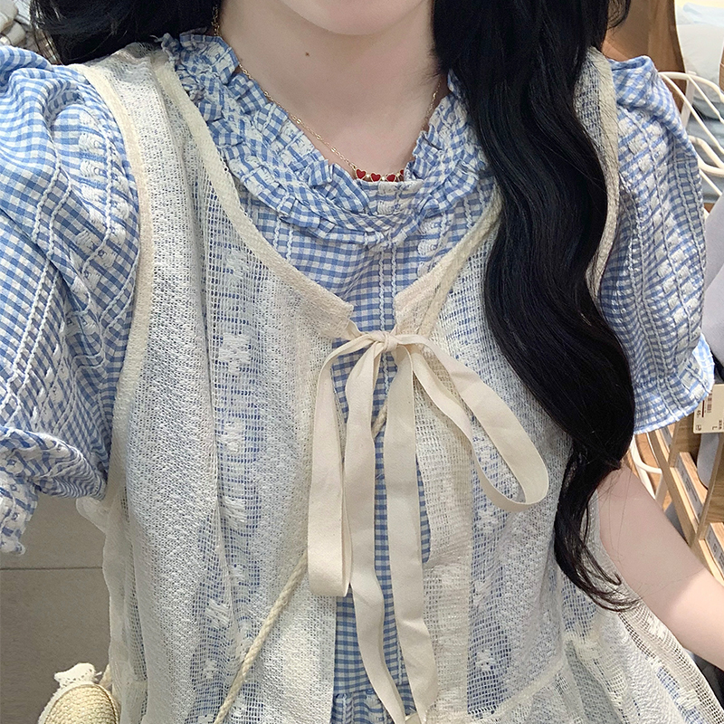 France style lace dress fake vacation sweet shirt