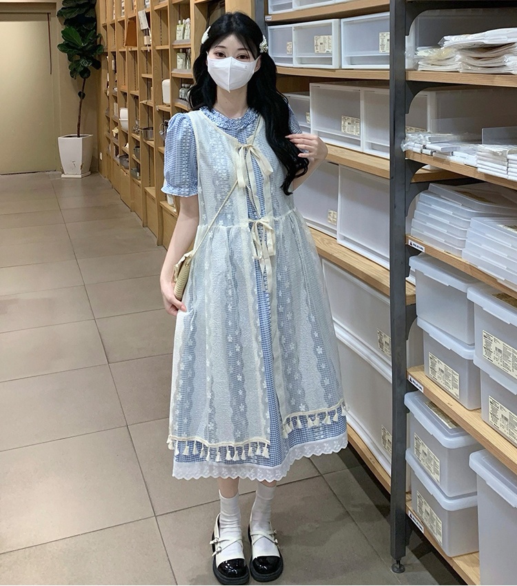 France style lace dress fake vacation sweet shirt