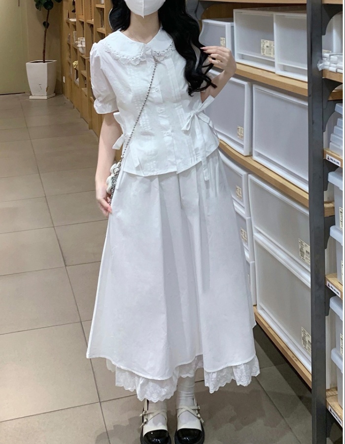 Butterfly retro skirt frenum maiden shirt a set