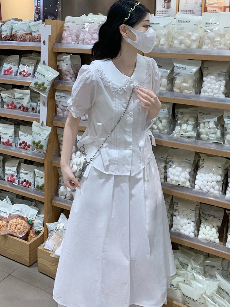 Butterfly retro skirt frenum maiden shirt a set
