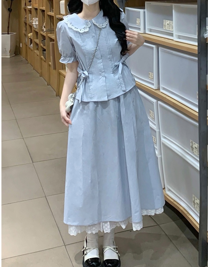 Butterfly retro skirt frenum maiden shirt a set