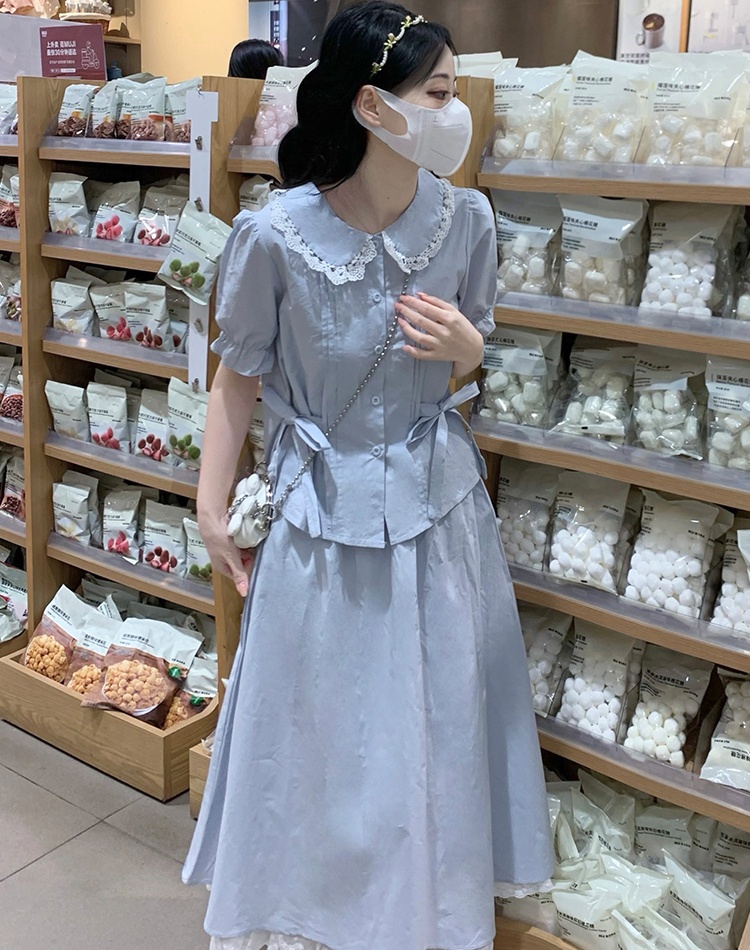 Butterfly retro skirt frenum maiden shirt a set