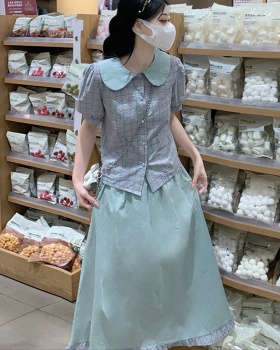Doll collar short sleeve small shirt summer skirt 2pcs set