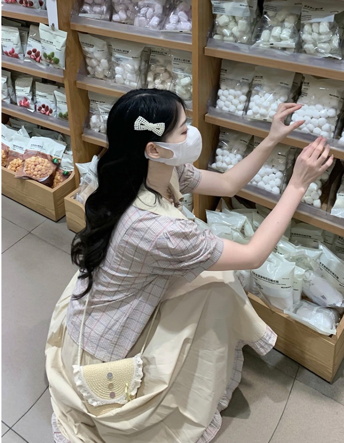 Doll collar short sleeve small shirt summer skirt 2pcs set