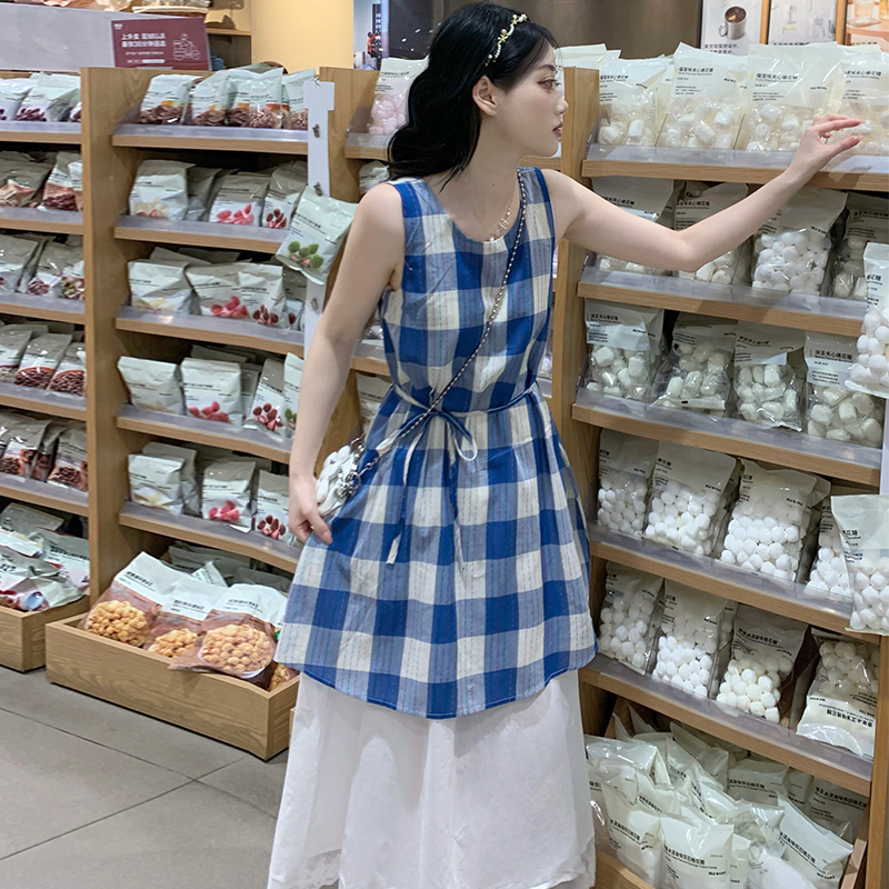 Retro sweet loose Casual sleeveless dress