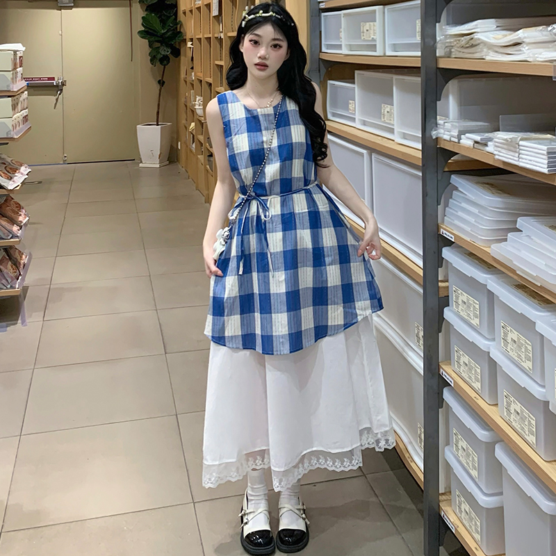 Retro sweet loose Casual sleeveless dress