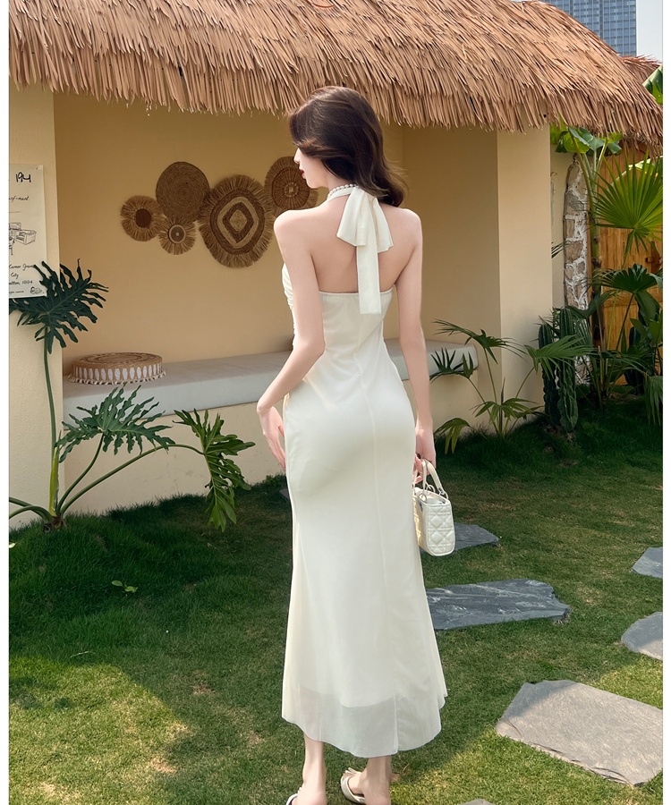 Package hip sexy long dress gauze halter dress for women