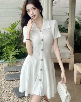 France style knitted T-back Hepburn style slim dress