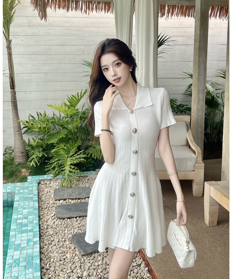 France style knitted T-back Hepburn style slim dress