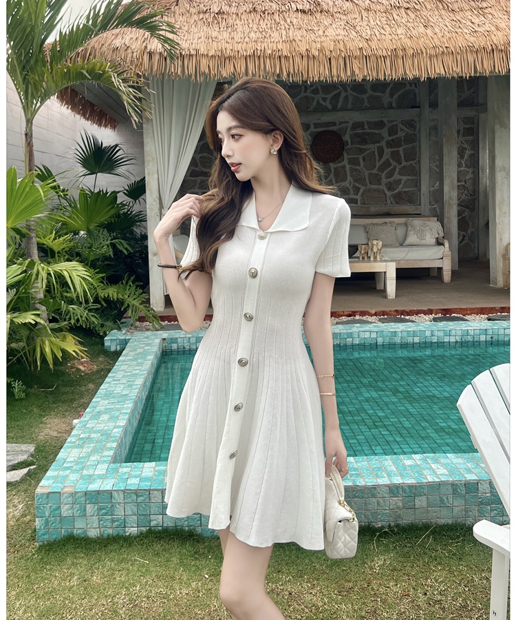 France style knitted T-back Hepburn style slim dress