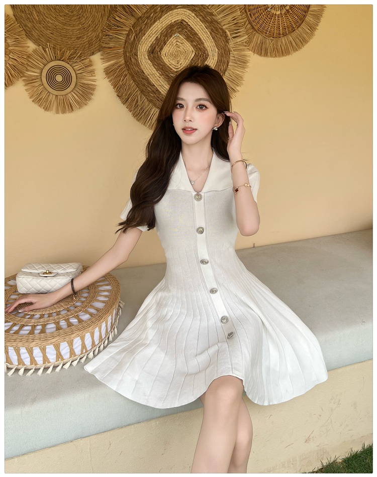 France style knitted T-back Hepburn style slim dress