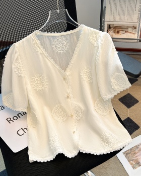 Temperament loose small shirt V-neck tops for women
