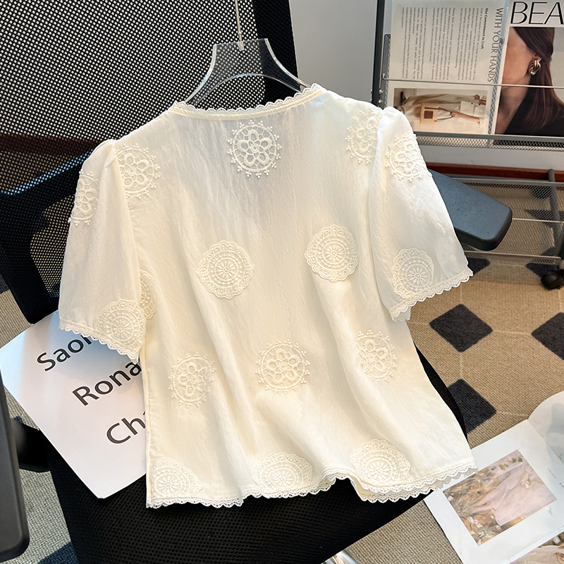 Temperament loose small shirt V-neck tops for women