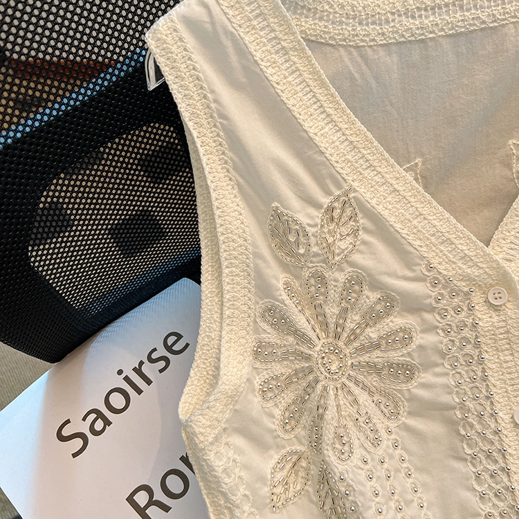 V-neck beading tops embroidery sequins waistcoat