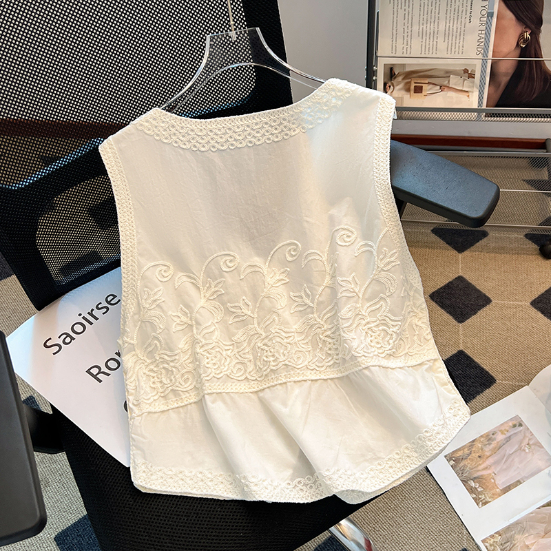 V-neck sleeveless summer tops sequins beading vest