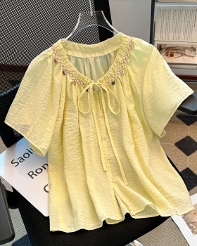 Frenum Korean style shirt crimp bow small shirt