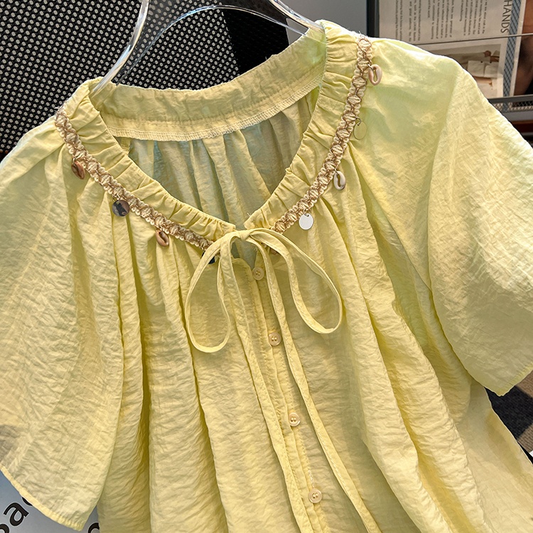 Frenum Korean style shirt crimp bow small shirt