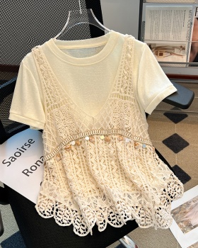 Short sleeve T-shirt summer vest 2pcs set for women