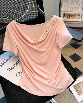 Lace tender slim tops short sleeve summer T-shirt