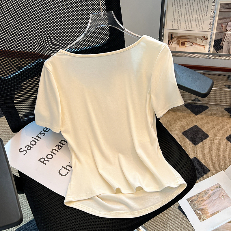 Lace tender slim tops short sleeve summer T-shirt