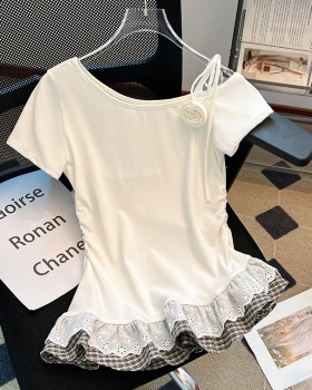 Short sleeve T-shirt Pseudo-two tops for women