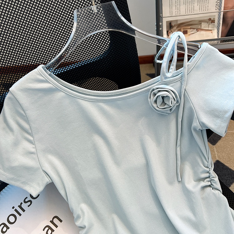 Short sleeve T-shirt Pseudo-two tops for women