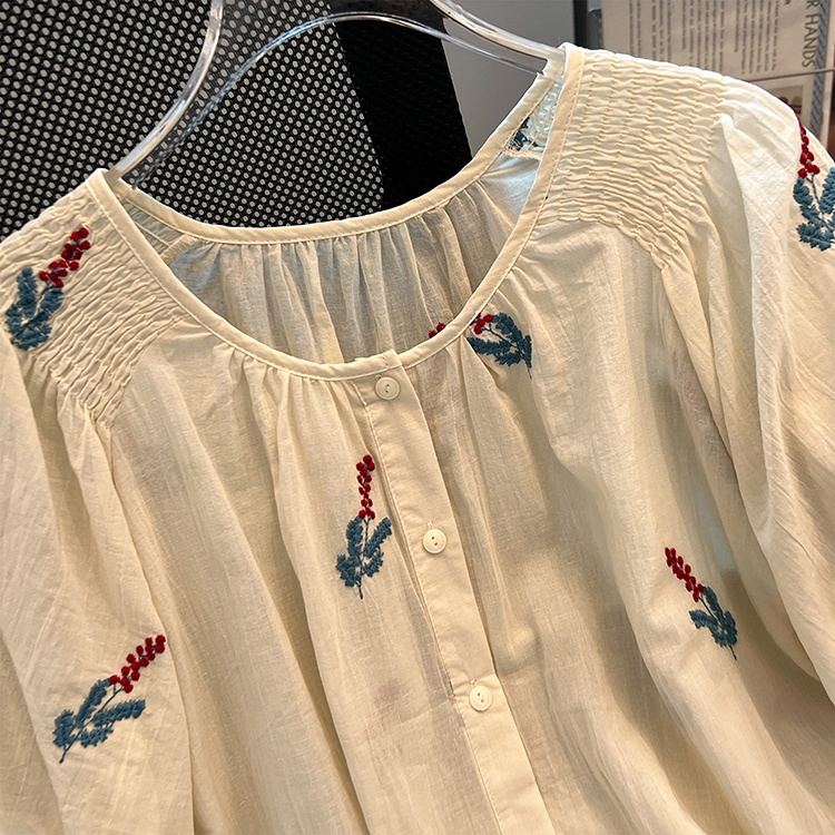 Show young stripe tops embroidery all-match small shirt