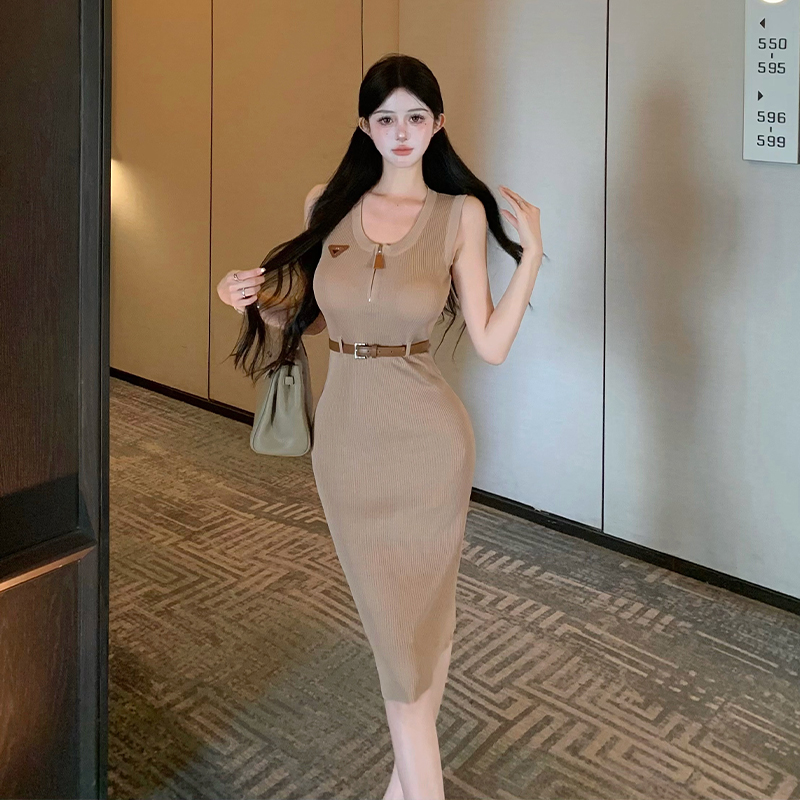 Summer enticement spicegirl slim knitted package hip long dress