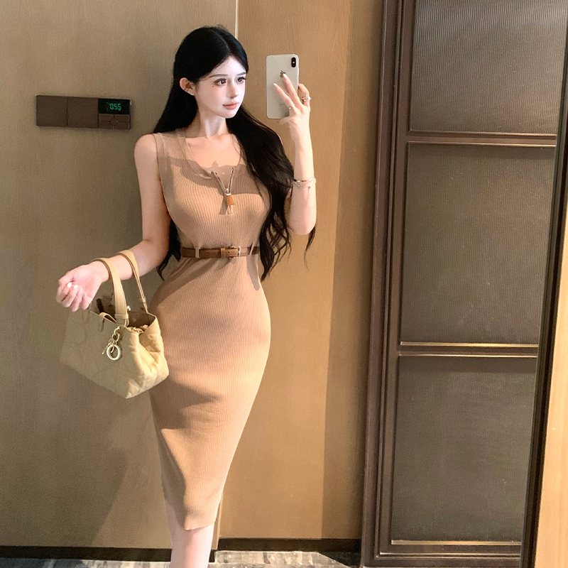 Summer enticement spicegirl slim knitted package hip long dress