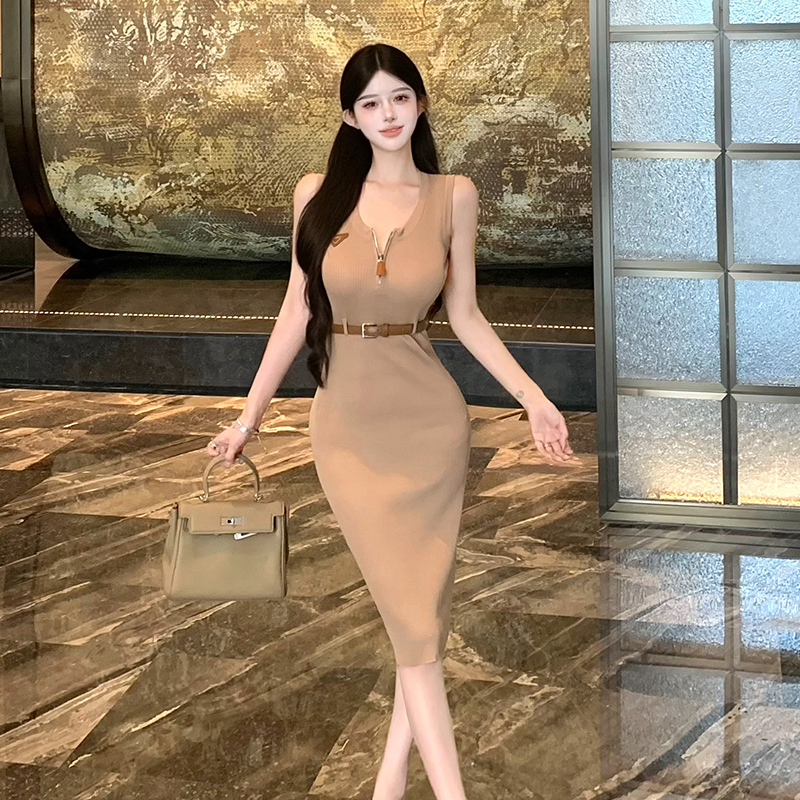Summer enticement spicegirl slim knitted package hip long dress