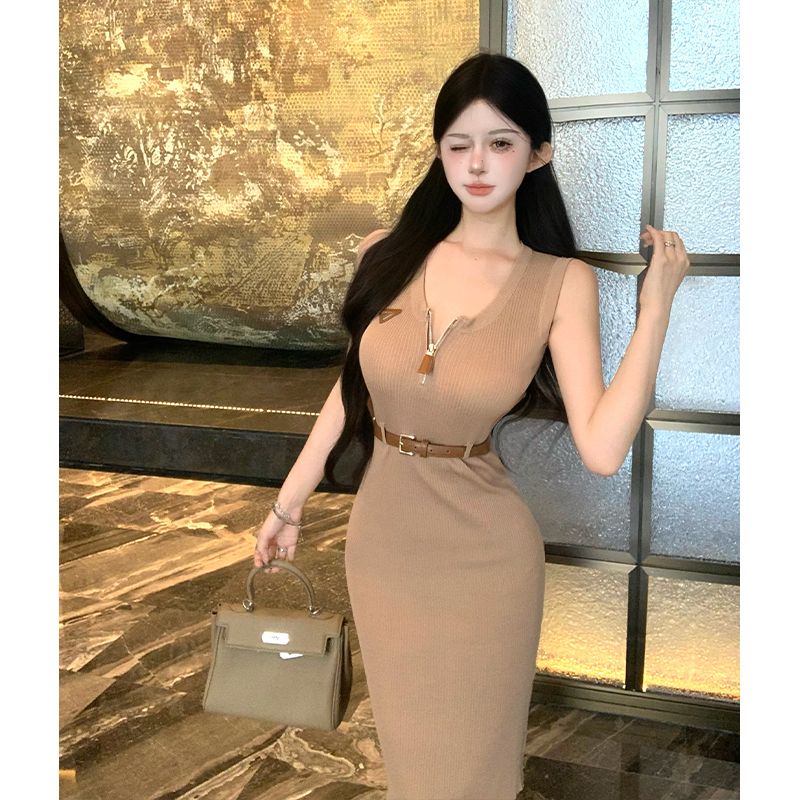 Summer enticement spicegirl slim knitted package hip long dress