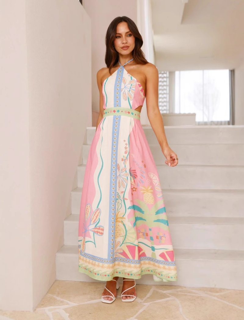 Sexy European style frenum long halter dress