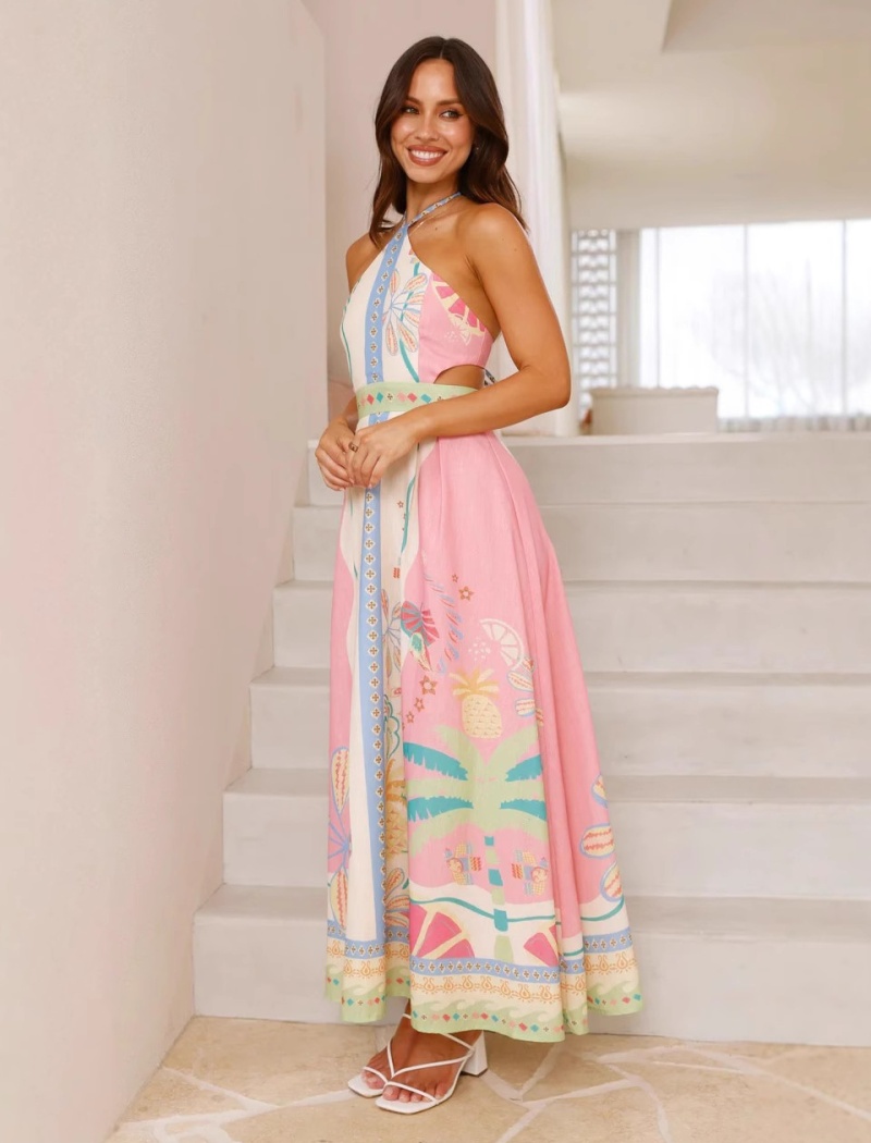 Sexy European style frenum long halter dress
