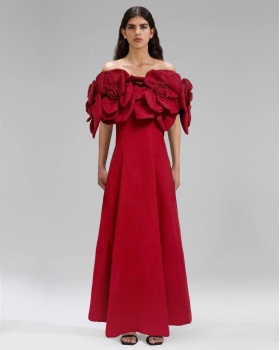 Stereoscopic spring slim niche long dress for women