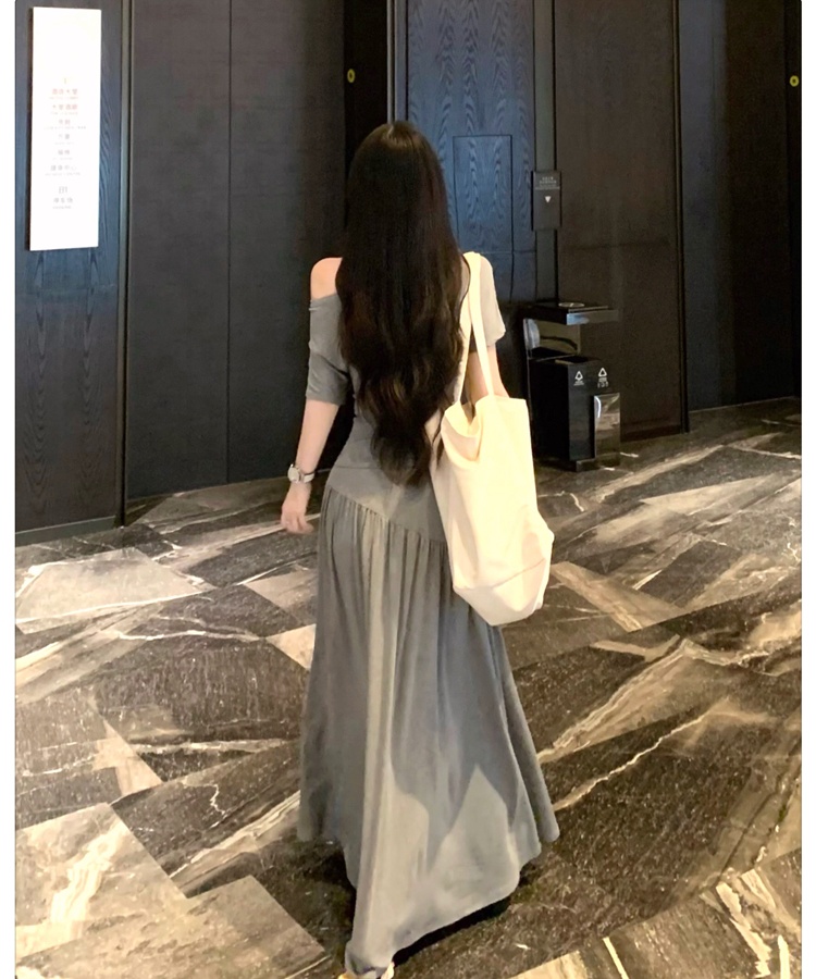 Fashion summer skirt lazy simple tops 2pcs set for women