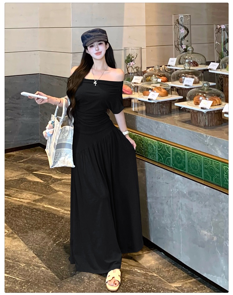 Fashion summer skirt lazy simple tops 2pcs set for women
