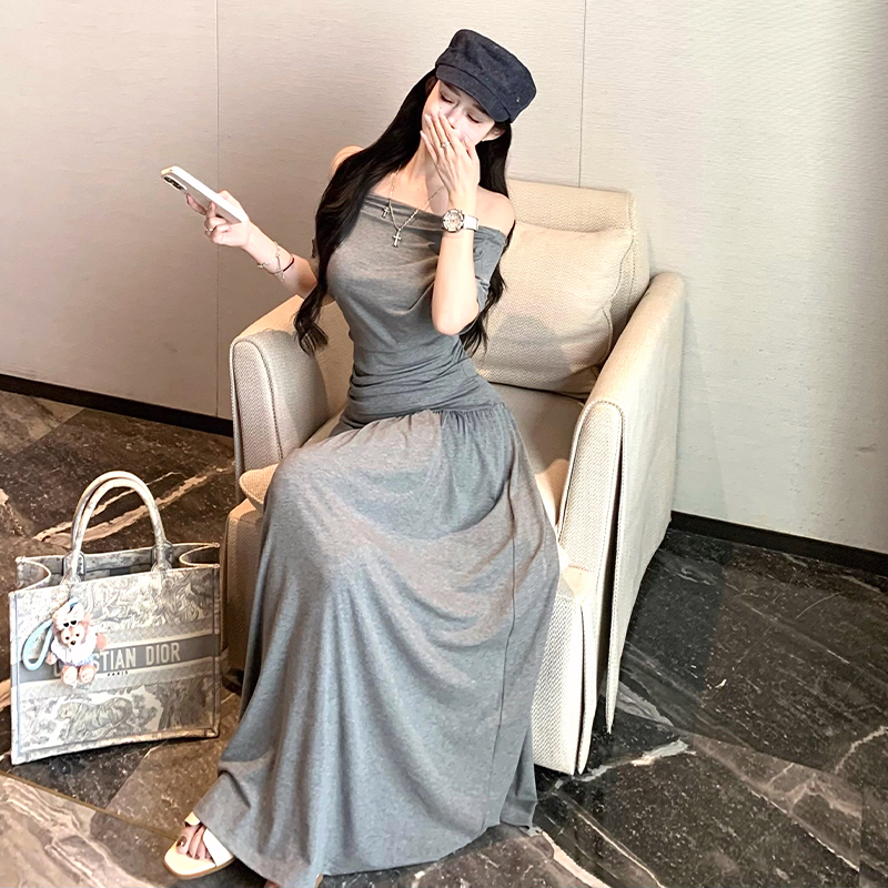 Fashion summer skirt lazy simple tops 2pcs set for women
