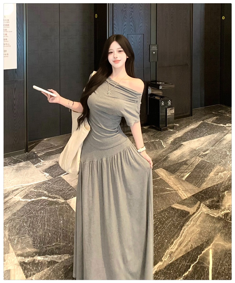 Fashion summer skirt lazy simple tops 2pcs set for women