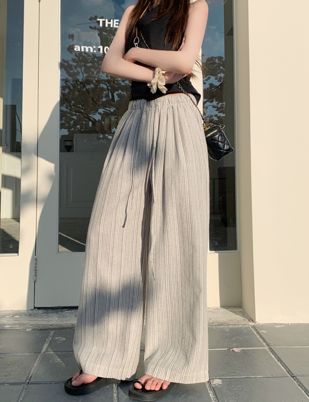 Niche drawstring long pants Korean style simple casual pants