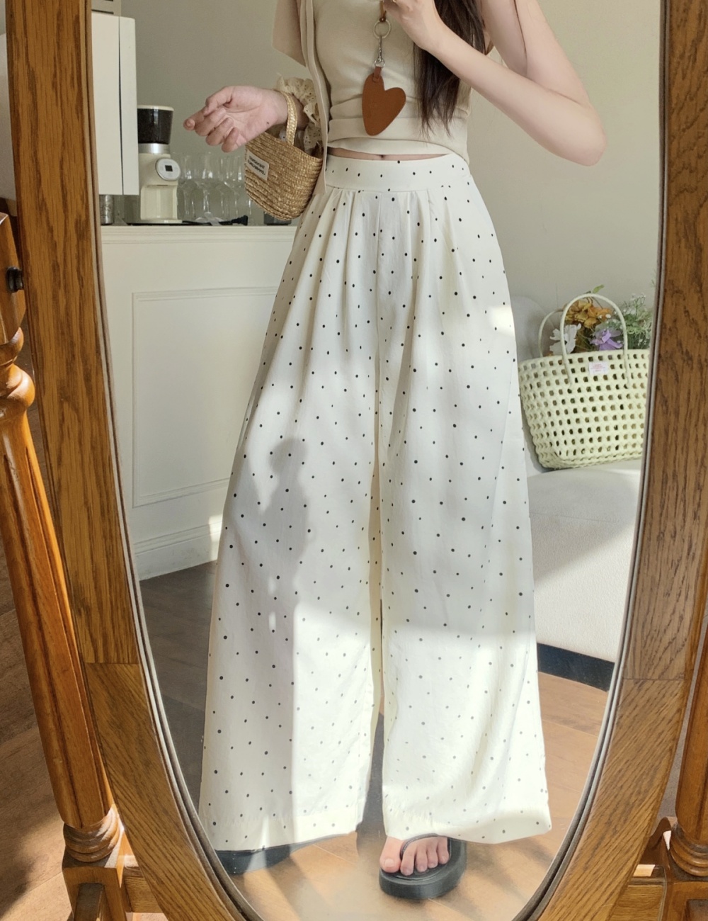 Loose Casual summer niche polka dot wide leg pants for women