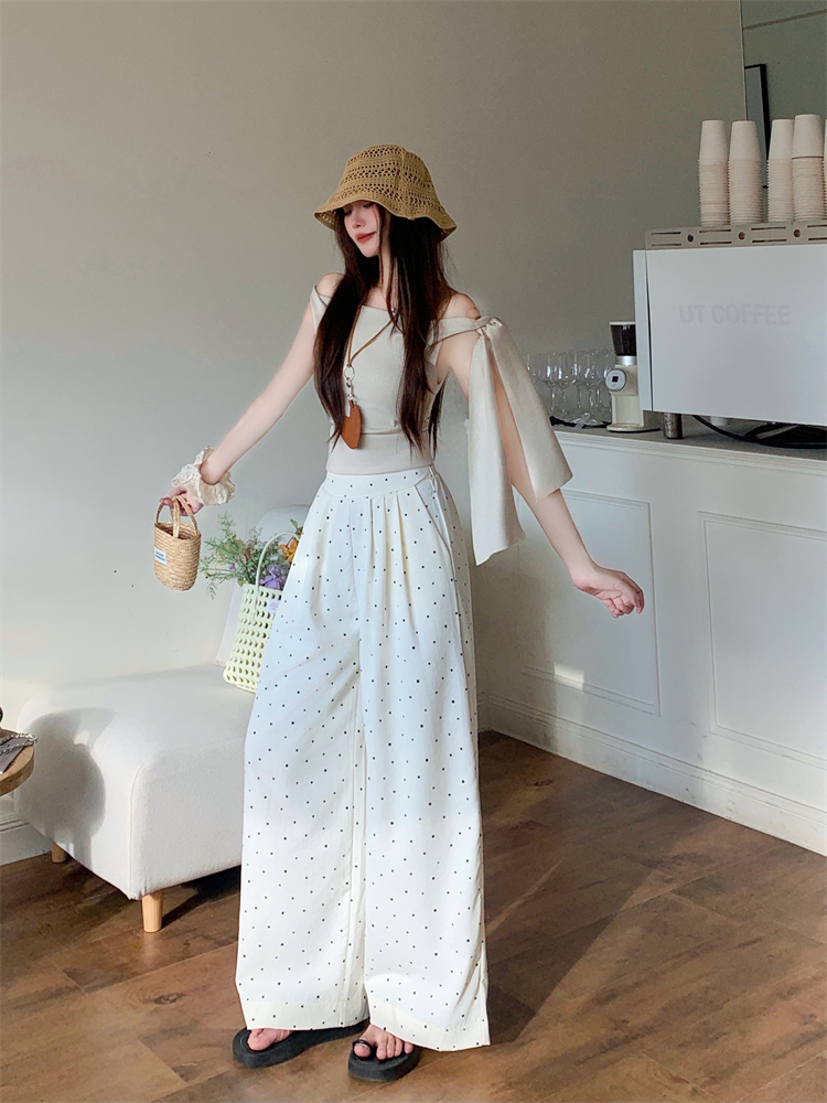 Loose Casual summer niche polka dot wide leg pants for women