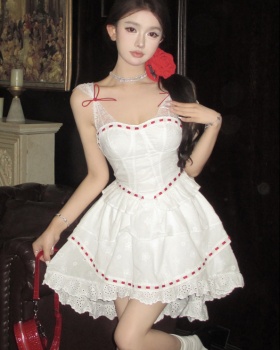 Lace vacation T-back sling splice dress